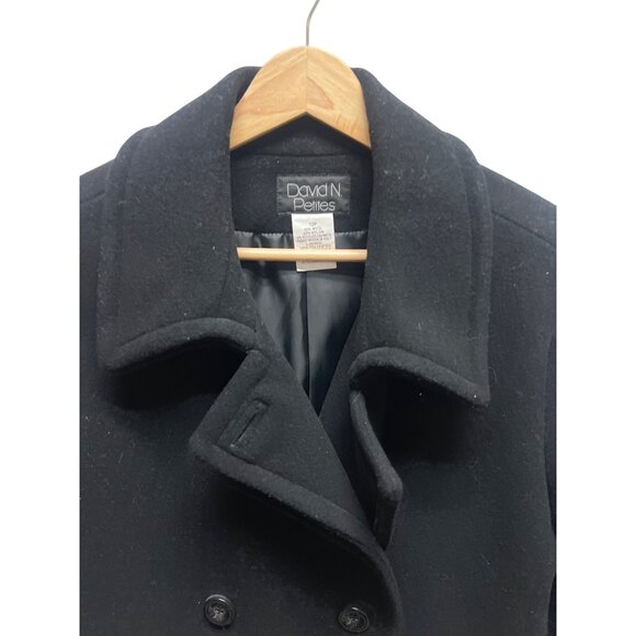 David N Petites Vintage Black Wool Blend Cropped Peacoat - Picture 3 of 7